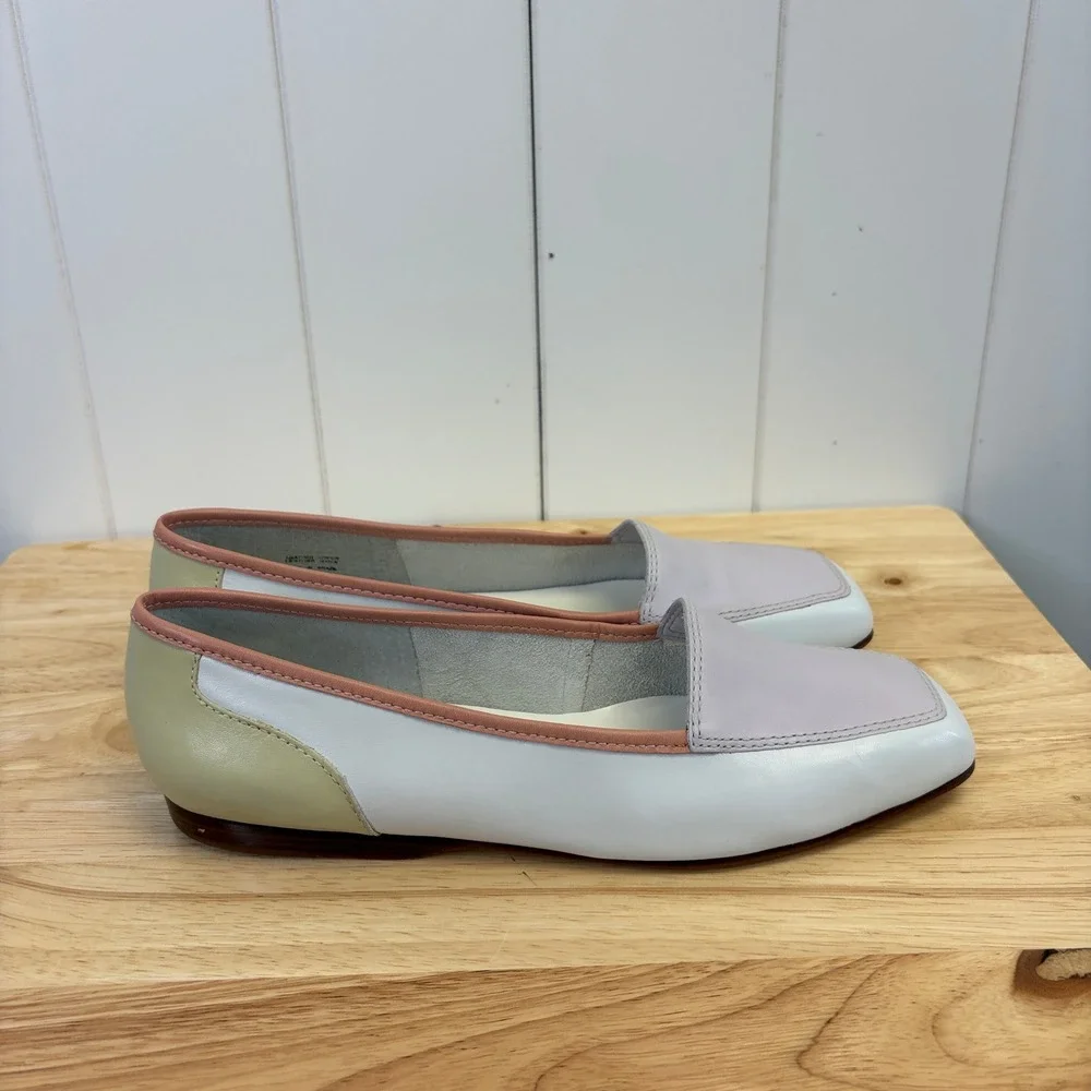 Enzo Angiolini Liberty Quiet Luxury Leather Loafer Women Size 9.5M Pastel Preppy